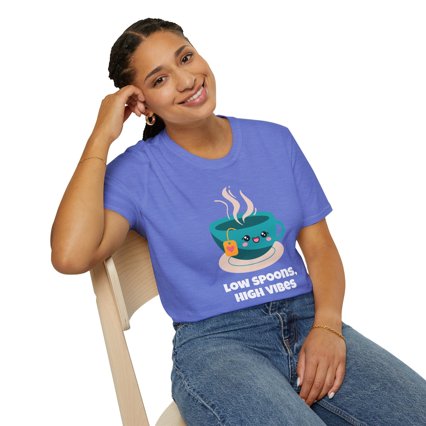 Low Spoons High Vibes T-Shirt | Chronic Illness Positivity Tee | Spoonie Haven Apparel