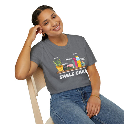 Shelf Care T-Shirt | Spoonie Self-Care Tee | Book Lover Chronic Illness Apparel