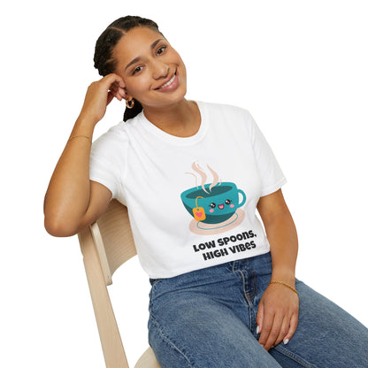 Low Spoons High Vibes T-Shirt | Chronic Illness Positivity Tee | Spoonie Haven Apparel