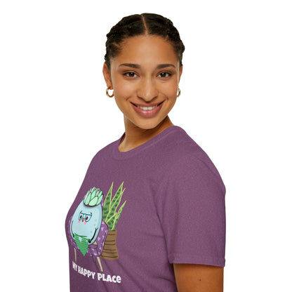 My Happy Place Succulent T-Shirt | Spoonie Plant Humor Tee | Chronic Illness Awareness Apparel
