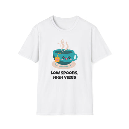Low Spoons High Vibes T-Shirt | Chronic Illness Positivity Tee | Spoonie Haven Apparel