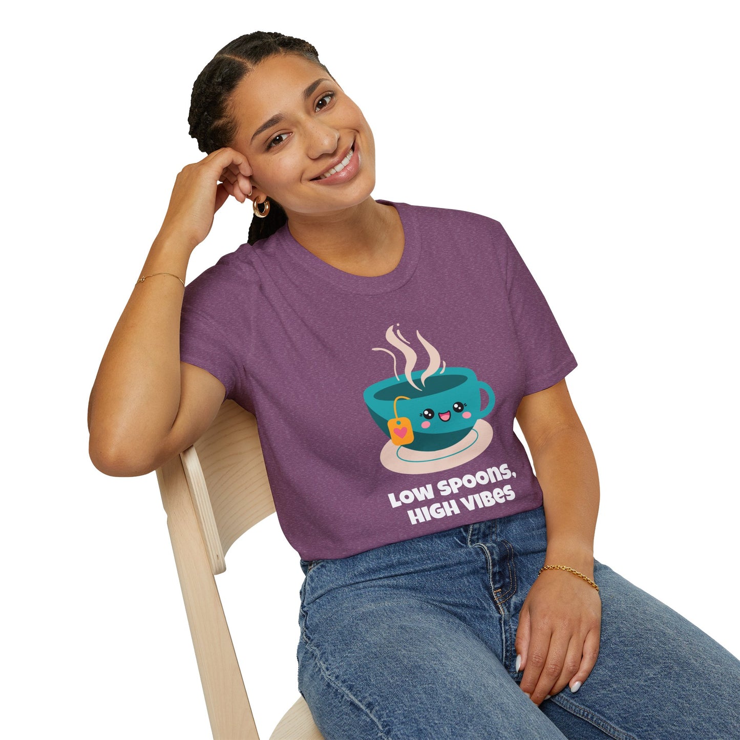 Low Spoons High Vibes T-Shirt | Chronic Illness Positivity Tee | Spoonie Haven Apparel