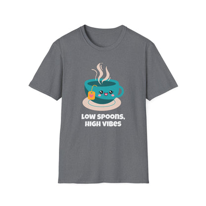 Low Spoons High Vibes T-Shirt | Chronic Illness Positivity Tee | Spoonie Haven Apparel