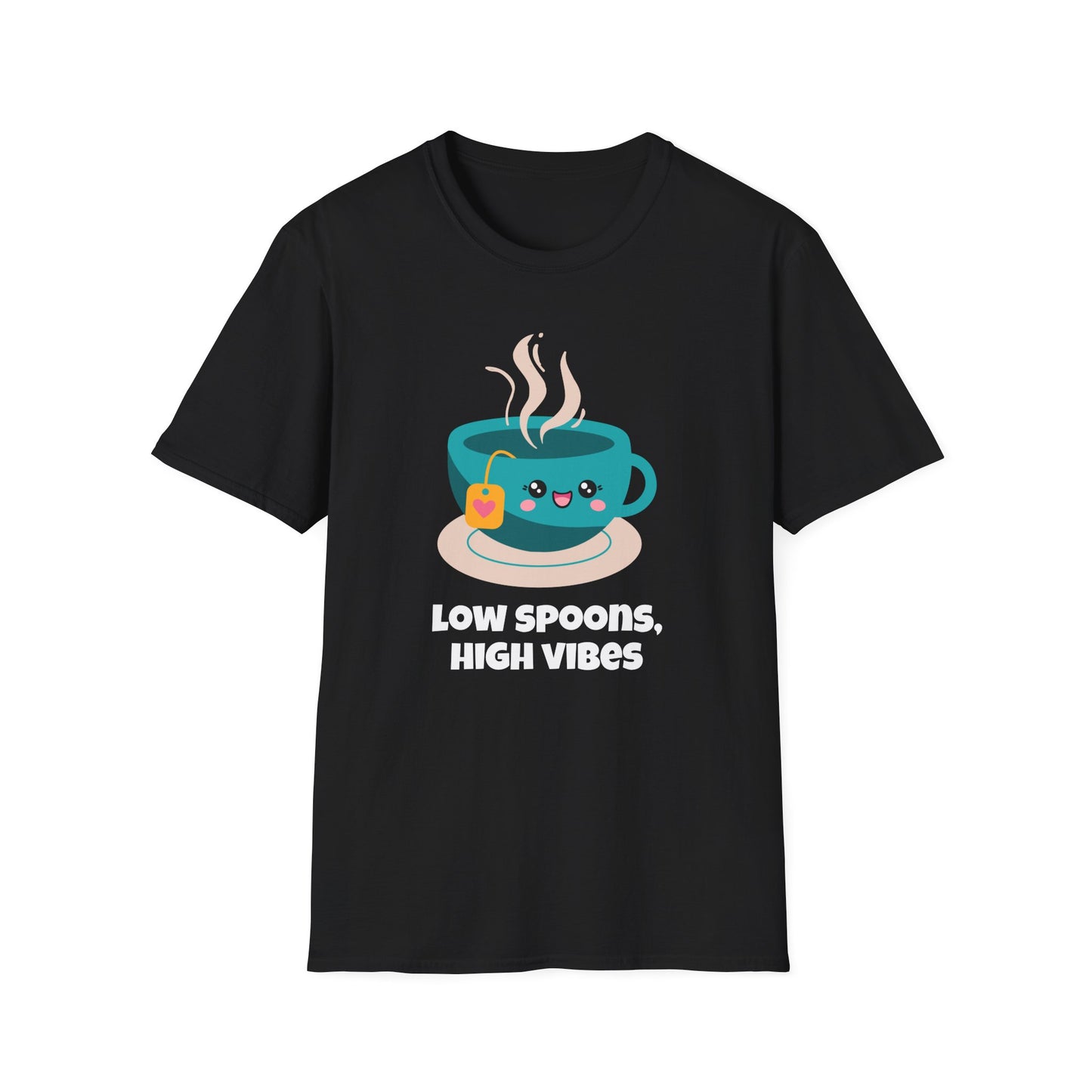 Low Spoons High Vibes T-Shirt | Chronic Illness Positivity Tee | Spoonie Haven Apparel