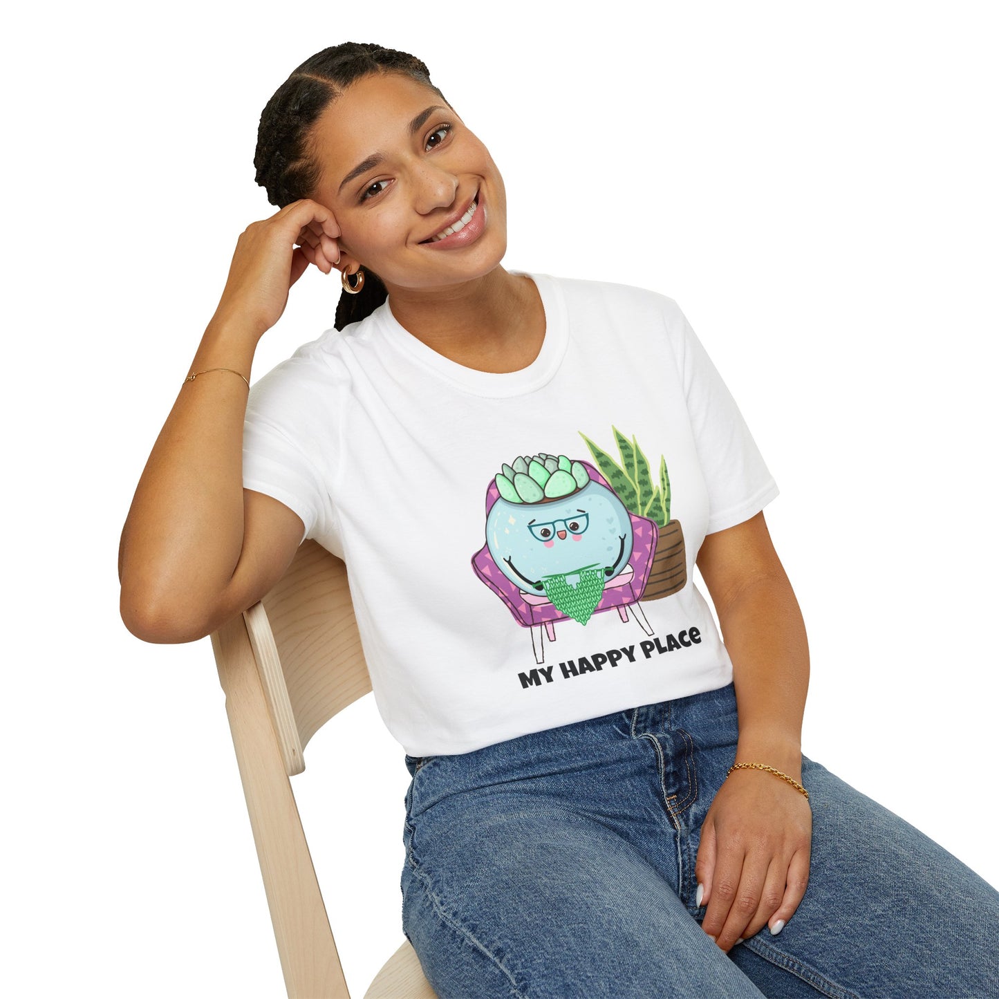 My Happy Place Succulent T-Shirt | Spoonie Plant Humor Tee | Chronic Illness Awareness Apparel