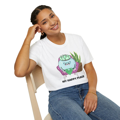 My Happy Place Succulent T-Shirt | Spoonie Plant Humor Tee | Chronic Illness Awareness Apparel
