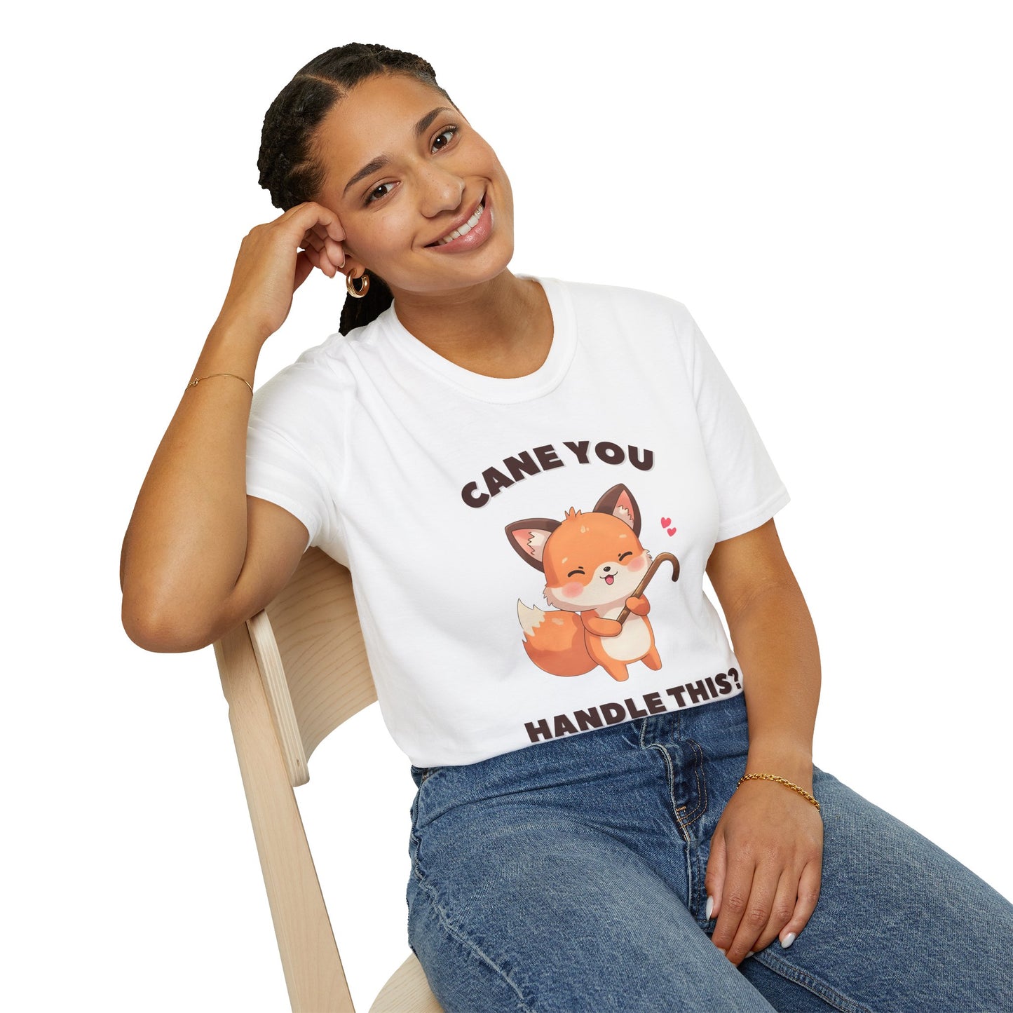 Cane You Handle This Fox T-Shirt | Mobility Aid Awareness Tee | Spoonie Haven Apparel