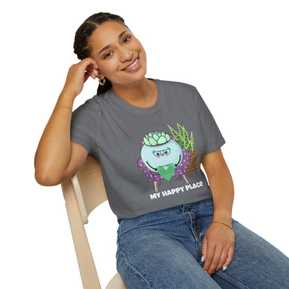 My Happy Place Succulent T-Shirt | Spoonie Plant Humor Tee | Chronic Illness Awareness Apparel