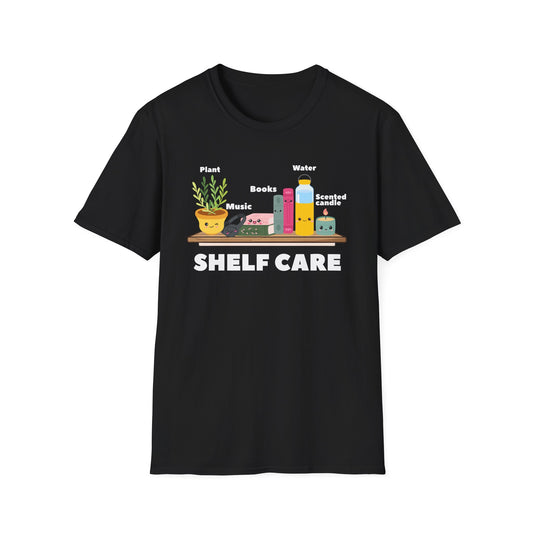 Shelf Care T-Shirt | Spoonie Self-Care Tee | Book Lover Chronic Illness Apparel