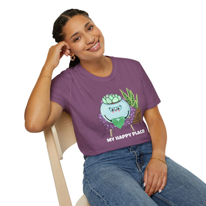 My Happy Place Succulent T-Shirt | Spoonie Plant Humor Tee | Chronic Illness Awareness Apparel