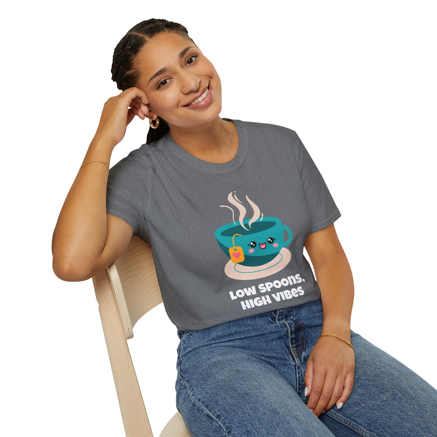 Low Spoons High Vibes T-Shirt | Chronic Illness Positivity Tee | Spoonie Haven Apparel