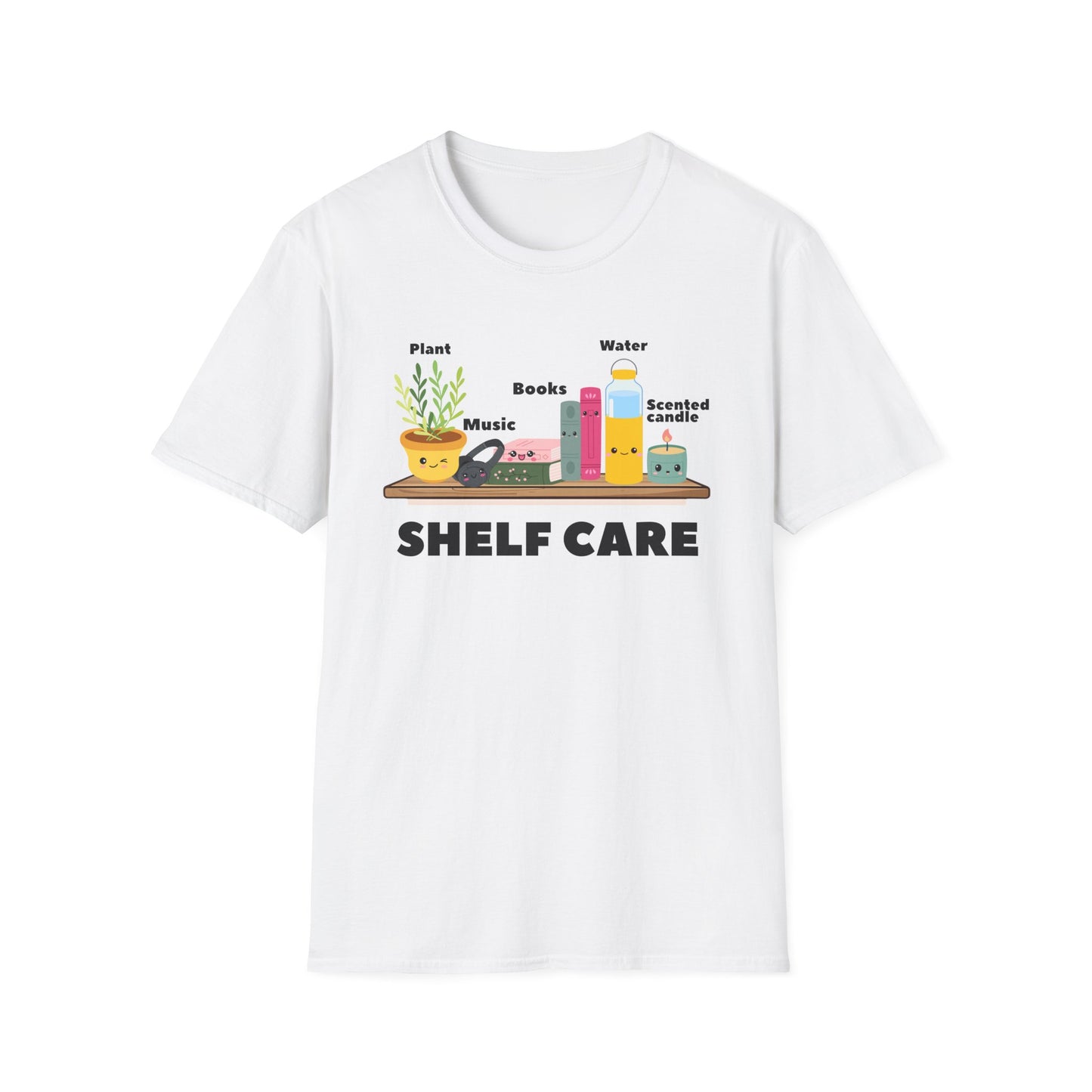 Shelf Care T-Shirt | Spoonie Self-Care Tee | Book Lover Chronic Illness Apparel
