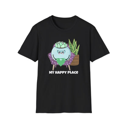 My Happy Place Succulent T-Shirt | Spoonie Plant Humor Tee | Chronic Illness Awareness Apparel